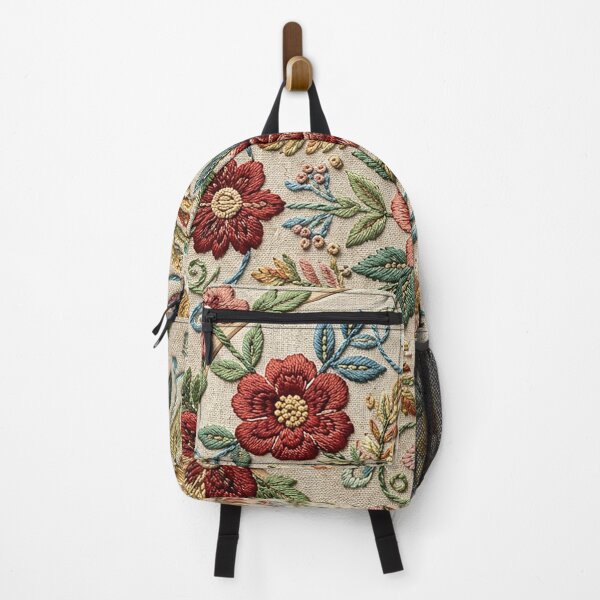 Item preview, Vintage Folk Art Floral Hoop Embroidery - Red Rose designed and sold by BrainCurves.