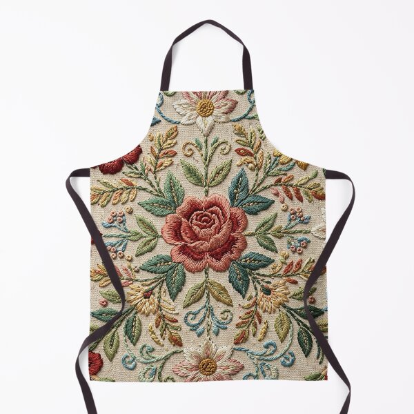 Item preview, Vintage Folk Art Floral Hoop Embroidery - Red Rose designed and sold by BrainCurves.
