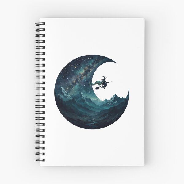 Item preview, Witch's Flight Under the Crescent Moon | Mystical Night Sky | Fantasy Landscape designed and sold by MrDev.