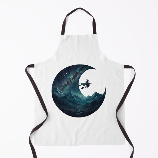 Item preview, Witch's Flight Under the Crescent Moon | Mystical Night Sky | Fantasy Landscape designed and sold by MrDev.