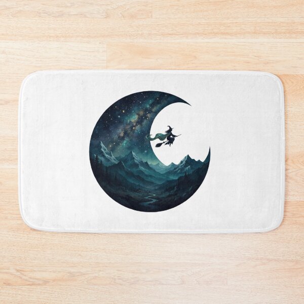 Item preview, Witch's Flight Under the Crescent Moon | Mystical Night Sky | Fantasy Landscape designed and sold by MrDev.