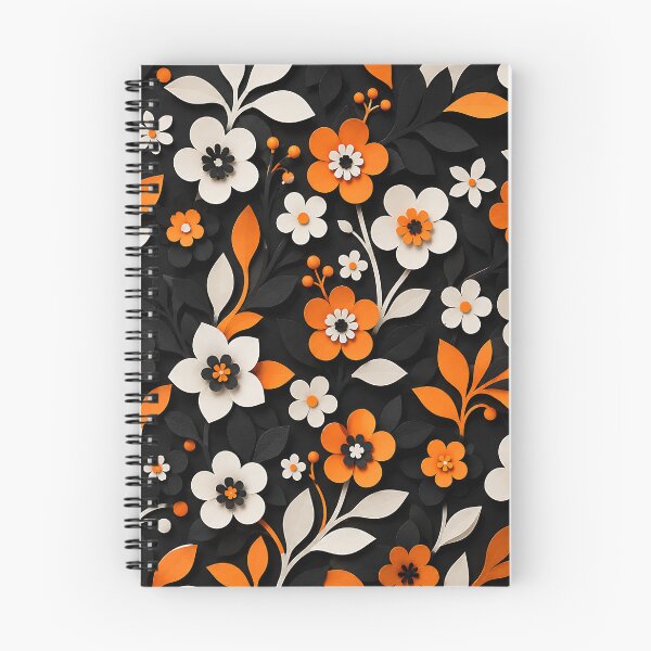 Item preview, Paper Cut Floral Pattern — Black Orange White Botanical Art designed and sold by Aureva Arts Shop.