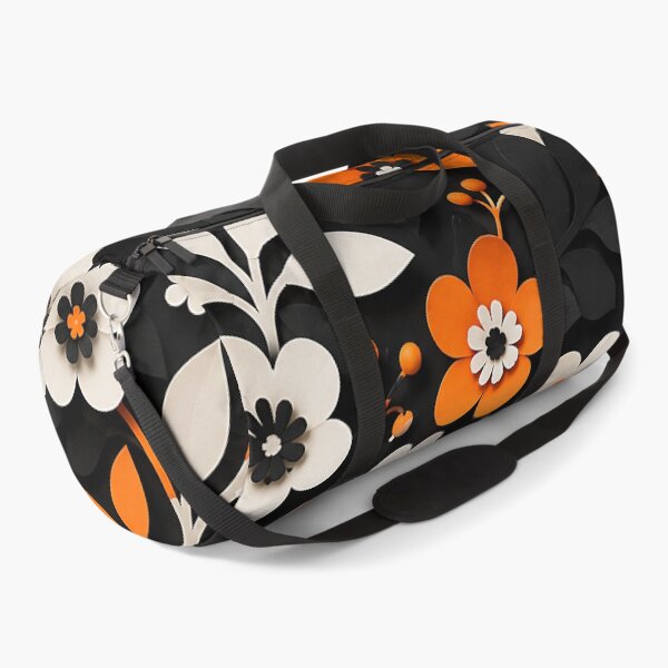 Item preview, Paper Cut Floral Pattern — Black Orange White Botanical Art designed and sold by Aureva Arts Shop.