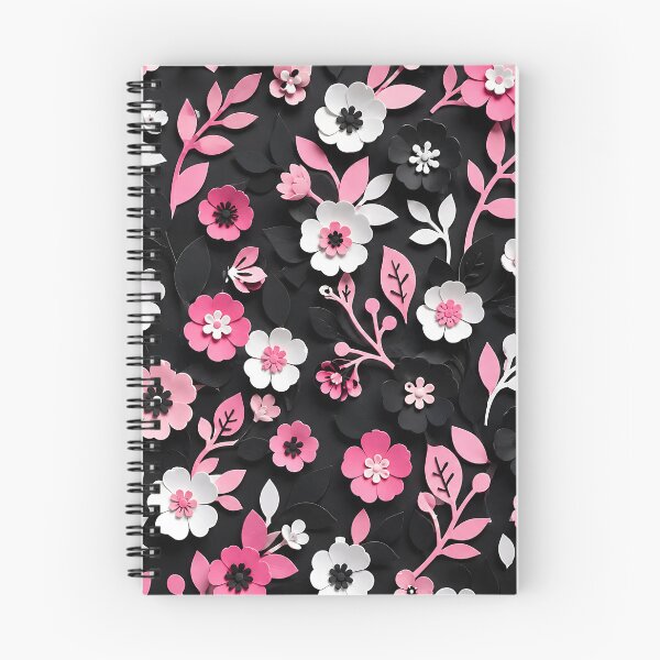 Item preview, Paper Cut Floral Pattern — Pink Black White Botanical Art designed and sold by Aureva Arts Shop.