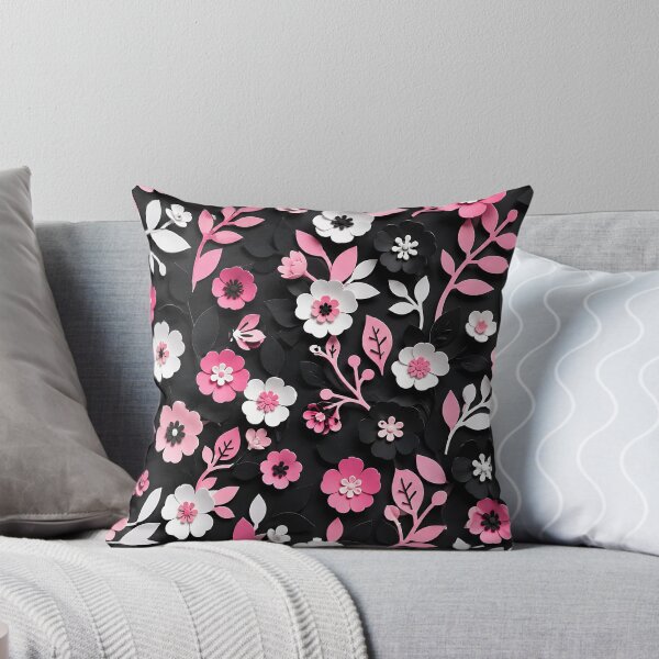 Item preview, Paper Cut Floral Pattern — Pink Black White Botanical Art designed and sold by Aureva Arts Shop.