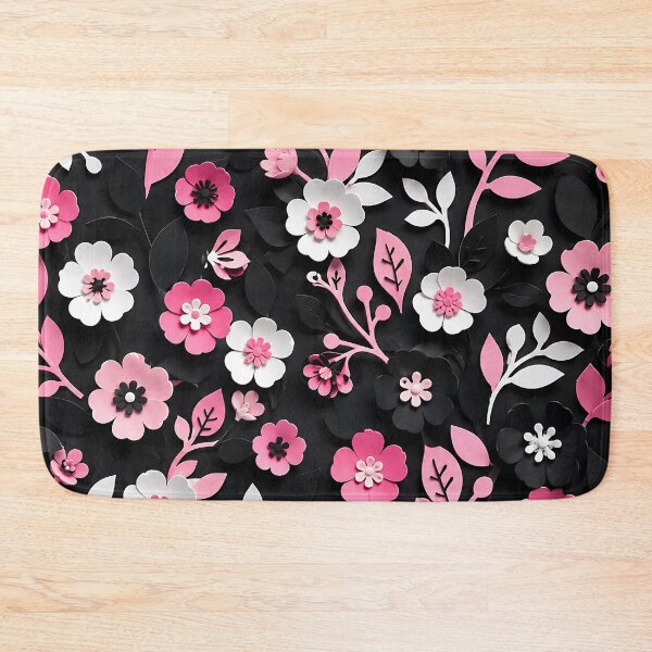 Item preview, Paper Cut Floral Pattern — Pink Black White Botanical Art designed and sold by Aureva Arts Shop.