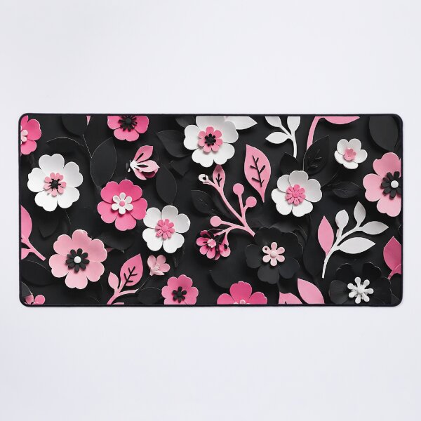 Item preview, Paper Cut Floral Pattern — Pink Black White Botanical Art designed and sold by Aureva Arts Shop.