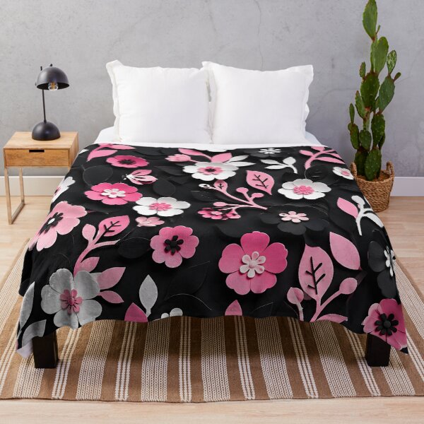 Item preview, Paper Cut Floral Pattern — Pink Black White Botanical Art designed and sold by Aureva Arts Shop.