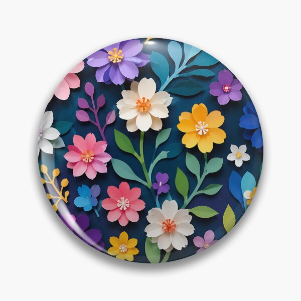 Item preview, Paper Cut Floral Pattern — Colorful Botanical Art Navy Blue designed and sold by Aureva Arts Shop.