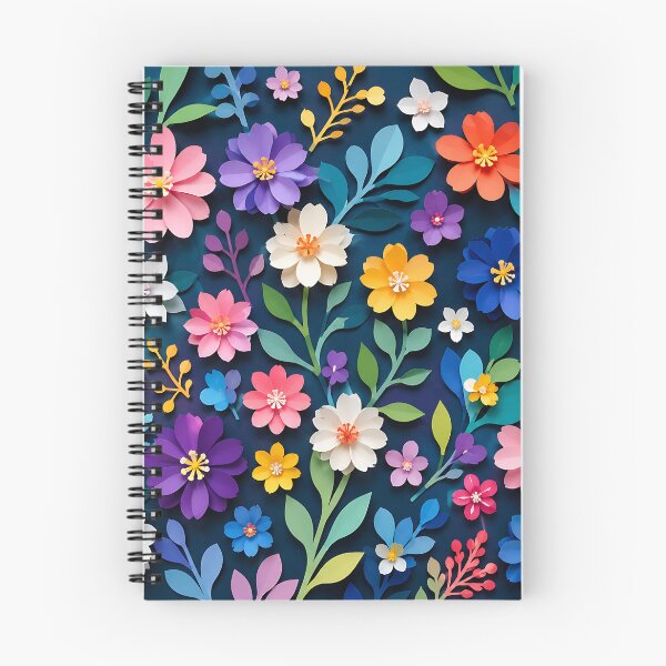 Item preview, Paper Cut Floral Pattern — Colorful Botanical Art Navy Blue designed and sold by Aureva Arts Shop.