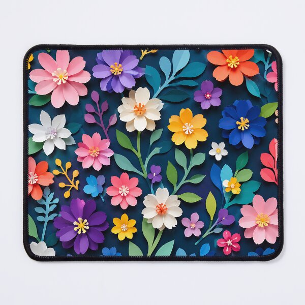 Item preview, Paper Cut Floral Pattern — Colorful Botanical Art Navy Blue designed and sold by Aureva Arts Shop.
