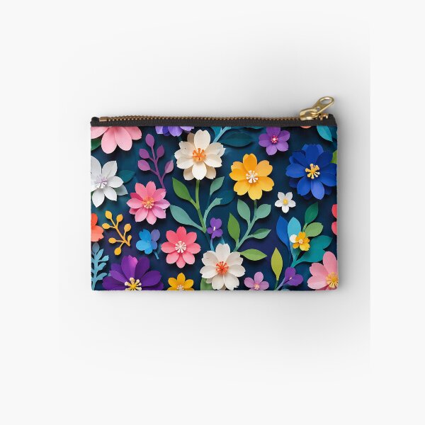 Item preview, Paper Cut Floral Pattern — Colorful Botanical Art Navy Blue designed and sold by Aureva Arts Shop.