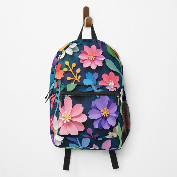 Item preview, Paper Cut Floral Pattern — Colorful Botanical Art Navy Blue designed and sold by Aureva Arts Shop.