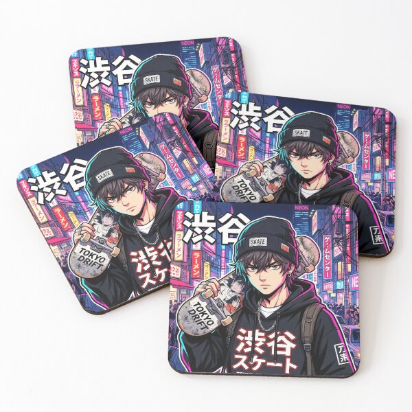 Item preview, Tokyo Skate Culture Shibuya Anime Boy Cyberpunk Streetwear designed and sold by DigitalArtx-com.
