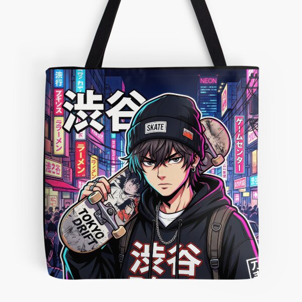 Item preview, Tokyo Skate Culture Shibuya Anime Boy Cyberpunk Streetwear designed and sold by DigitalArtx-com.