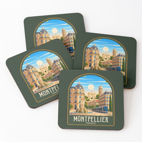 Item preview, Montpellier Vintage Travel Illustration designed and sold by HomeLivingCo.
