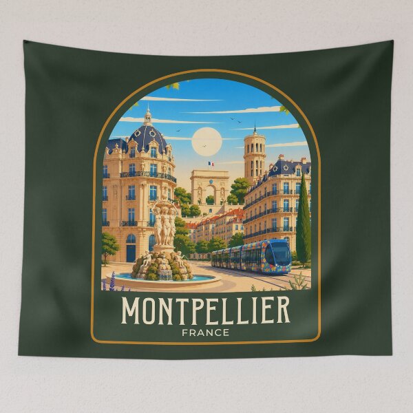 Item preview, Ilustración de viaje vintage de Montpellier designed and sold by HomeLivingCo.