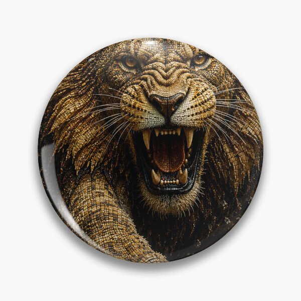 Item preview, Roaring lion in spectacular 3D micro mosaic designed and sold by JcAbstractArt.