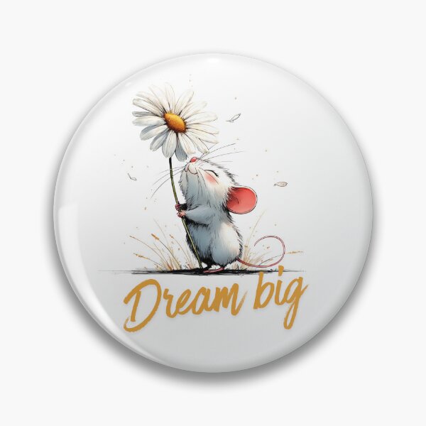 Item preview, Dream Big Cute Mouse Floral Inspirational Quote designed and sold by CleanDecor.