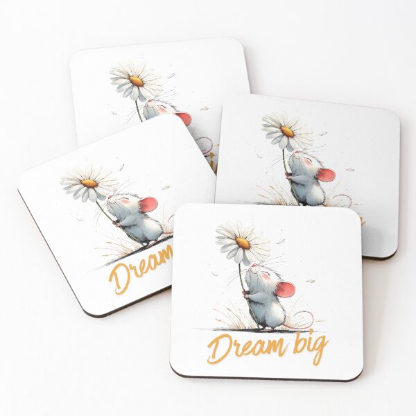 Item preview, Dream Big Cute Mouse Floral Inspirational Quote designed and sold by CleanDecor.