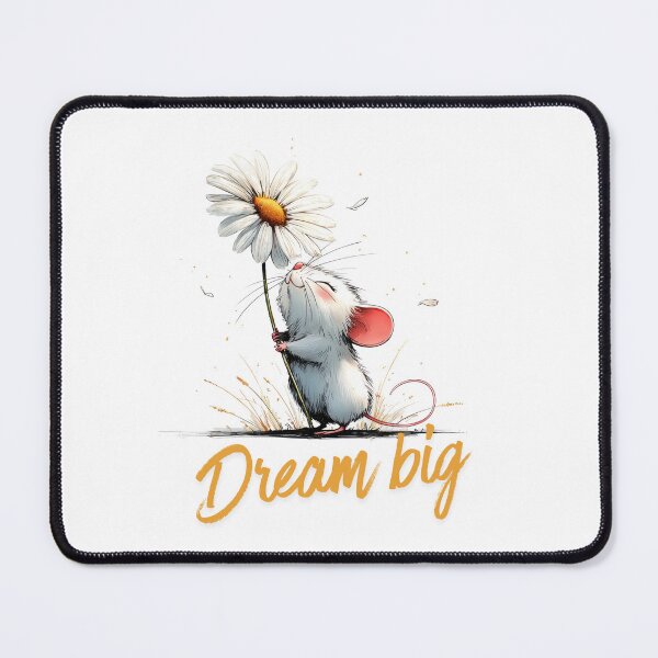 Item preview, Dream Big Cute Mouse Floral Inspirational Quote designed and sold by CleanDecor.