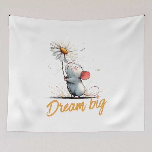 Item preview, Dream Big Cute Mouse Floral Inspirational Quote designed and sold by CleanDecor.