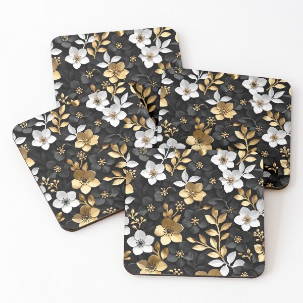 Item preview, Luxury Floral Pattern — Black Gold White Botanical Art designed and sold by Aureva Arts Shop.