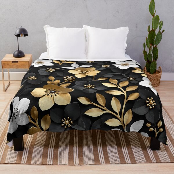 Item preview, Luxury Floral Pattern — Black Gold White Botanical Art designed and sold by Aureva Arts Shop.