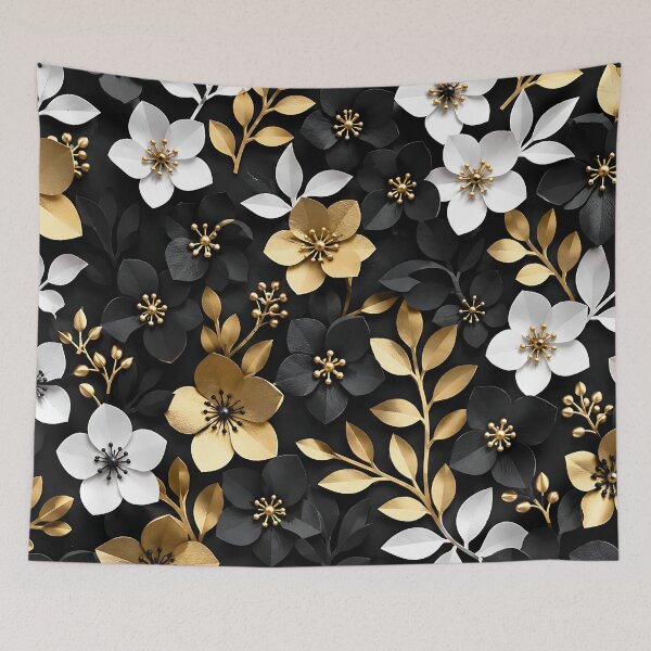 Item preview, Luxury Floral Pattern — Black Gold White Botanical Art designed and sold by Aureva Arts Shop.