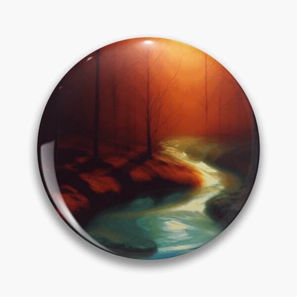 Item preview, Golden Sunset Forest Stream Painting designed and sold by HueStudioCo.