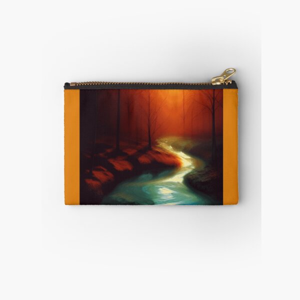 Item preview, Golden Sunset Forest Stream Painting designed and sold by HueStudioCo.