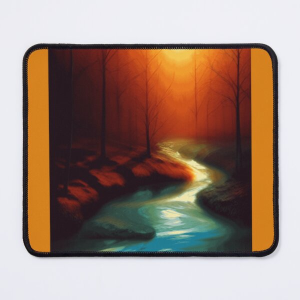 Item preview, Golden Sunset Forest Stream Painting designed and sold by HueStudioCo.
