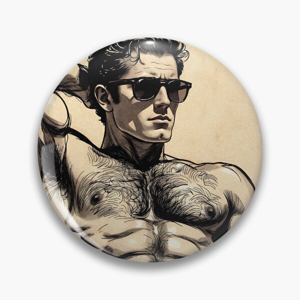 Item preview, Vintage Ink Muscular Beach Guy Blue Briefs Art designed and sold by ZhivanCrimson.