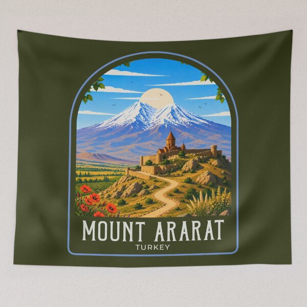 Item preview, Mount Ararat Vintage Travel Illustration designed and sold by HomeLivingCo.