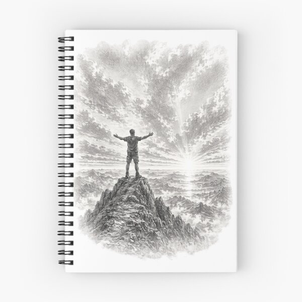 Item preview, Mountain Summit Pencil Sketch – Rise Above Yourself Inspiration designed and sold by CMA Design Studio.