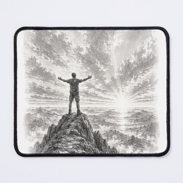Item preview, Mountain Summit Pencil Sketch – Rise Above Yourself Inspiration designed and sold by CMA Design Studio.