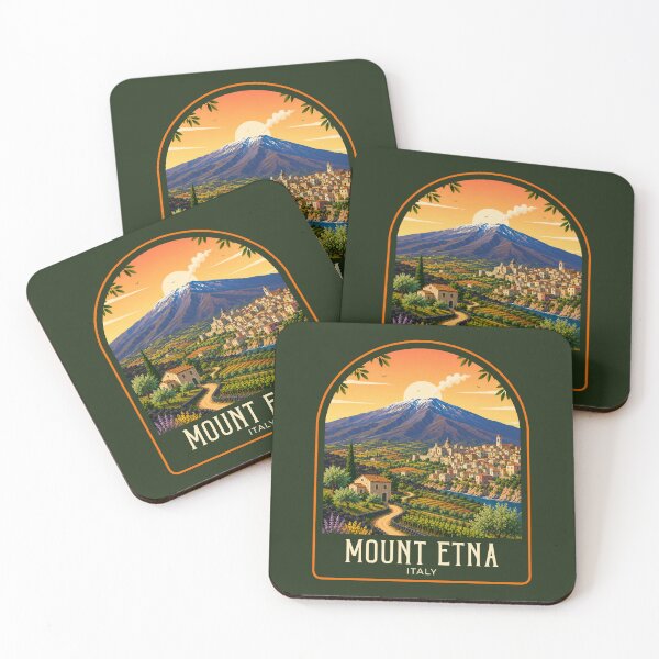 Item preview, Mount Etna Vintage Travel Illustration designed and sold by HomeLivingCo.