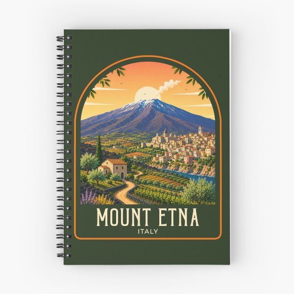 Item preview, Mount Etna Vintage Travel Illustration designed and sold by HomeLivingCo.