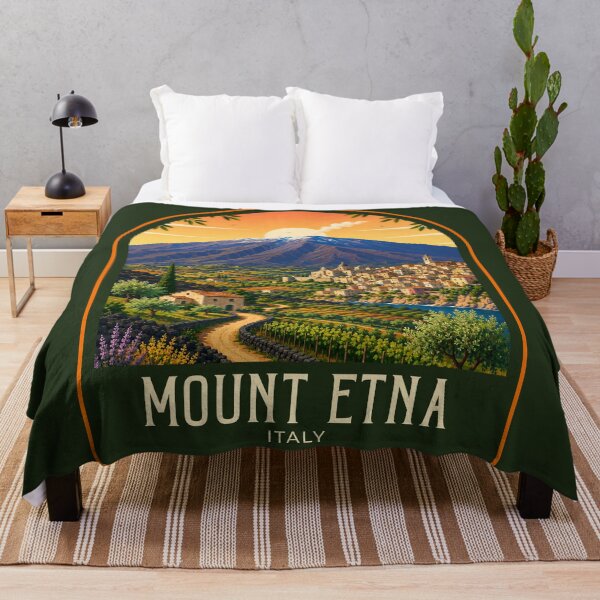 Item preview, Mount Etna Vintage Travel Illustration designed and sold by HomeLivingCo.