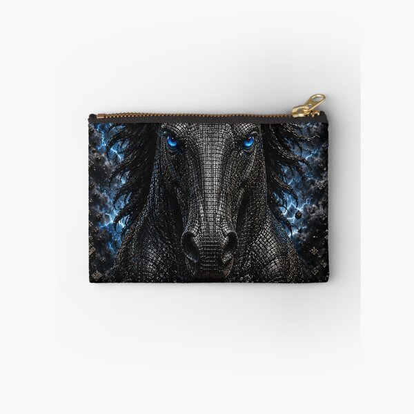Item preview, Black stallion with blue eyes in 3D micro mosaic designed and sold by JcAbstractArt.