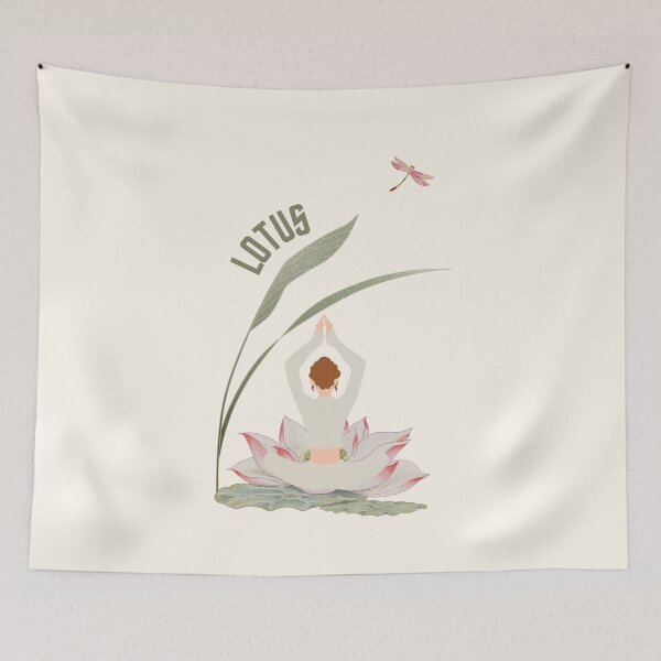 Item preview, ​Minimalist Lotus Yoga Meditation Art with Dragonfly designed and sold by HBBS DESIGNS.