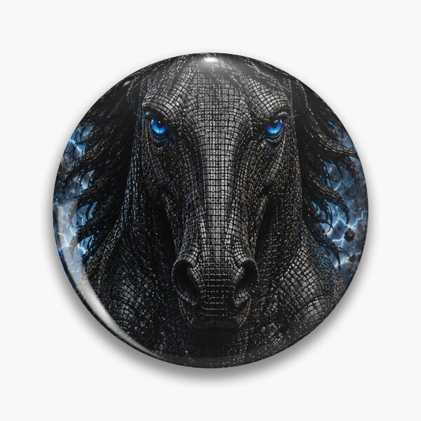 Item preview, Black stallion with blue eyes in 3D micro mosaic designed and sold by JcAbstractArt.