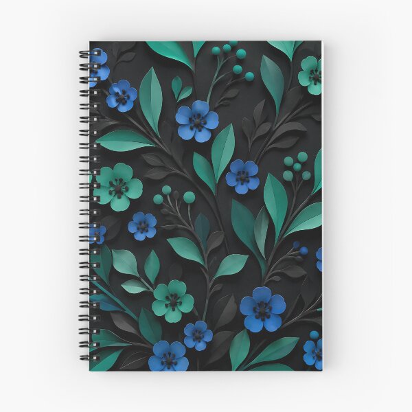 Item preview, Paper Cut Floral Pattern — Blue Teal Dark Botanical Art designed and sold by Aureva Arts Shop.