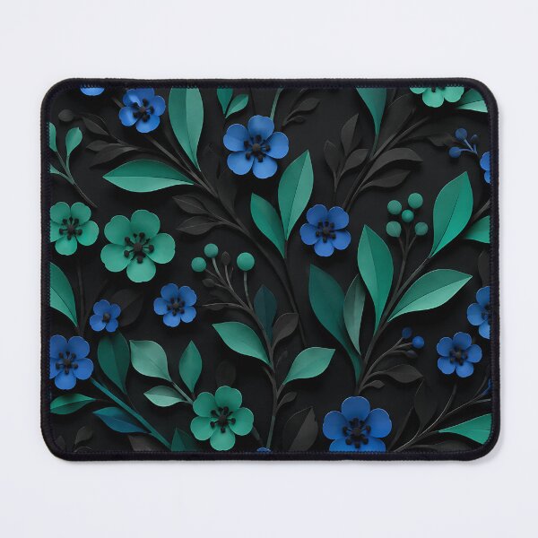 Item preview, Paper Cut Floral Pattern — Blue Teal Dark Botanical Art designed and sold by Aureva Arts Shop.