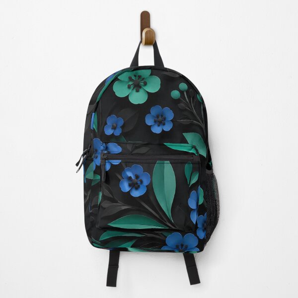 Item preview, Paper Cut Floral Pattern — Blue Teal Dark Botanical Art designed and sold by Aureva Arts Shop.