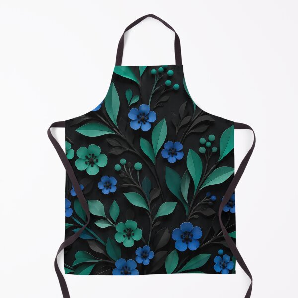 Item preview, Paper Cut Floral Pattern — Blue Teal Dark Botanical Art designed and sold by Aureva Arts Shop.