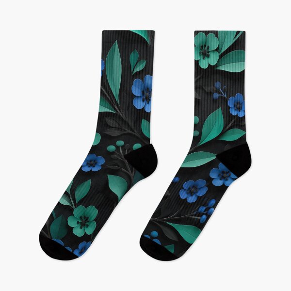 Item preview, Paper Cut Floral Pattern — Blue Teal Dark Botanical Art designed and sold by Aureva Arts Shop.