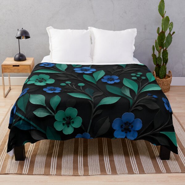 Item preview, Paper Cut Floral Pattern — Blue Teal Dark Botanical Art designed and sold by Aureva Arts Shop.
