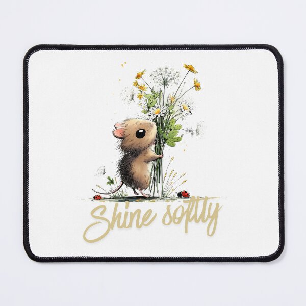 Item preview, Shine Softly Cute Mouse Floral Inspirational Quote designed and sold by CleanDecor.