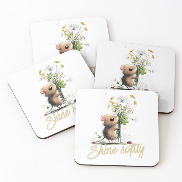 Item preview, Shine Softly Cute Mouse Floral Inspirational Quote designed and sold by CleanDecor.